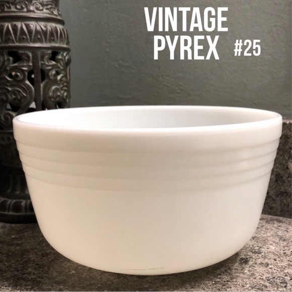 Pyrex Other - Pyrex #25 Hamilton Beach Milk White Ribbed Mixing Bowl-Vintage-Lightly Used